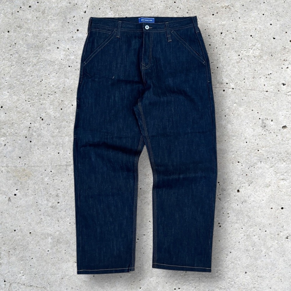 PLAC x O.A.M Wide Raw Denim Carpenter Jeans Mens Size 34 Dark Wash - Picture 2 of 10